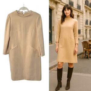 Vintage 60s Mod Wool Shift S Dress Abe Schrader Nicholas Ungár Minimalist Beige